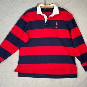 Rare Vintage 90s Ralph Lauren Polo Sport Embroidered  USA Bear Rugby Shirt XXL